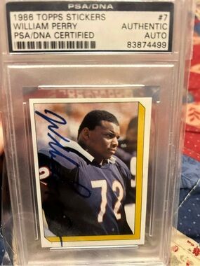 William Refrigerator Perry Chicago Bears signed RC Topps Sticker PSA/DNA